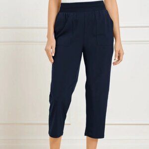 $90 NWT T by Talbots Woven Stretch Straight Leg Crop Pants Indigo Blue XL
